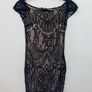 Black cream lace dress